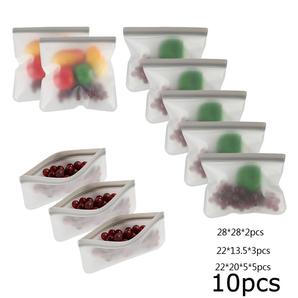 

10 шт. Силиконовые контейнеры для хранения продуктов, пакеты для хранения сэндвичей и продуктов, герметичные контейнеры, многоразовые пакеты с застежкой-молнией, пакеты для свежести