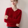 Minimalist Women's Pure Cashmere V-Neck Loose Knit Sweater - Early Autumn Pullover Top