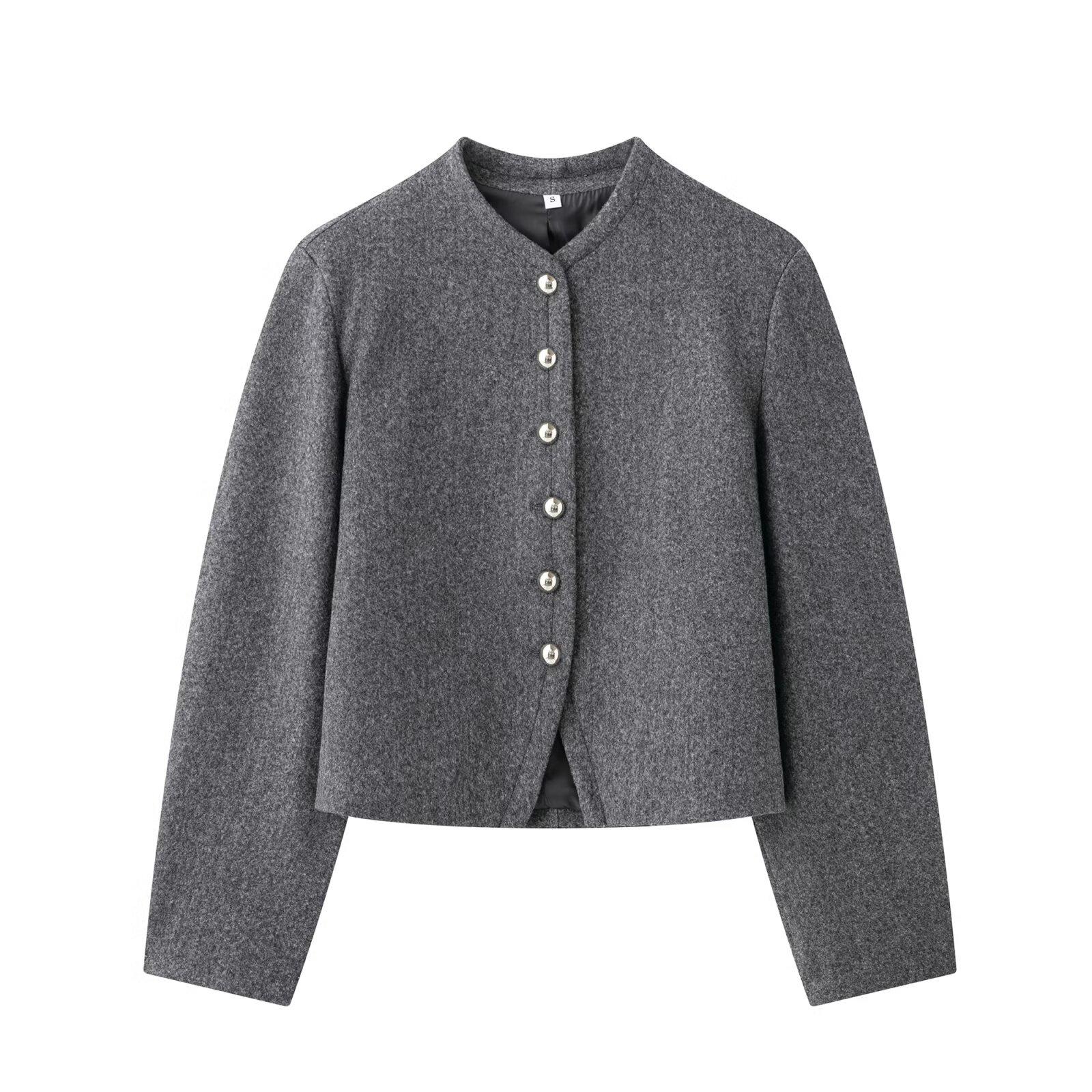 

Женская мода весна 2025: Универсальный вязаный кардиган с длинным рукавом и круглым вырезом Large серый