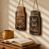 Coffee Bar Accessories 4Pcs Wooden Wall Sign, Farmhouse Rustic Mason Jar Hanging Restaurant Decorative Wood Plaque Decoration, Art for Cafe