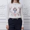 Women's Heavy Duty Wool Knit Embroidered Pullover Sweater, Round Neck, Long Sleeve, Age-Reducing Versatile Base Layer