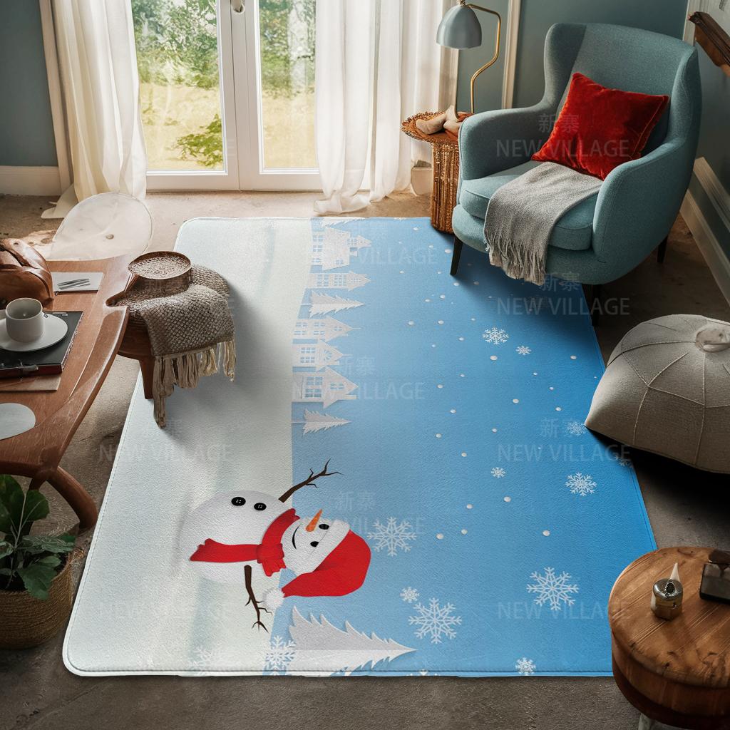 House Entrance Carpet Home Door Mat Living Room Bath Foot Bathroom Non-slip Water Absorption Rugs Bath Merry Christmas Winter