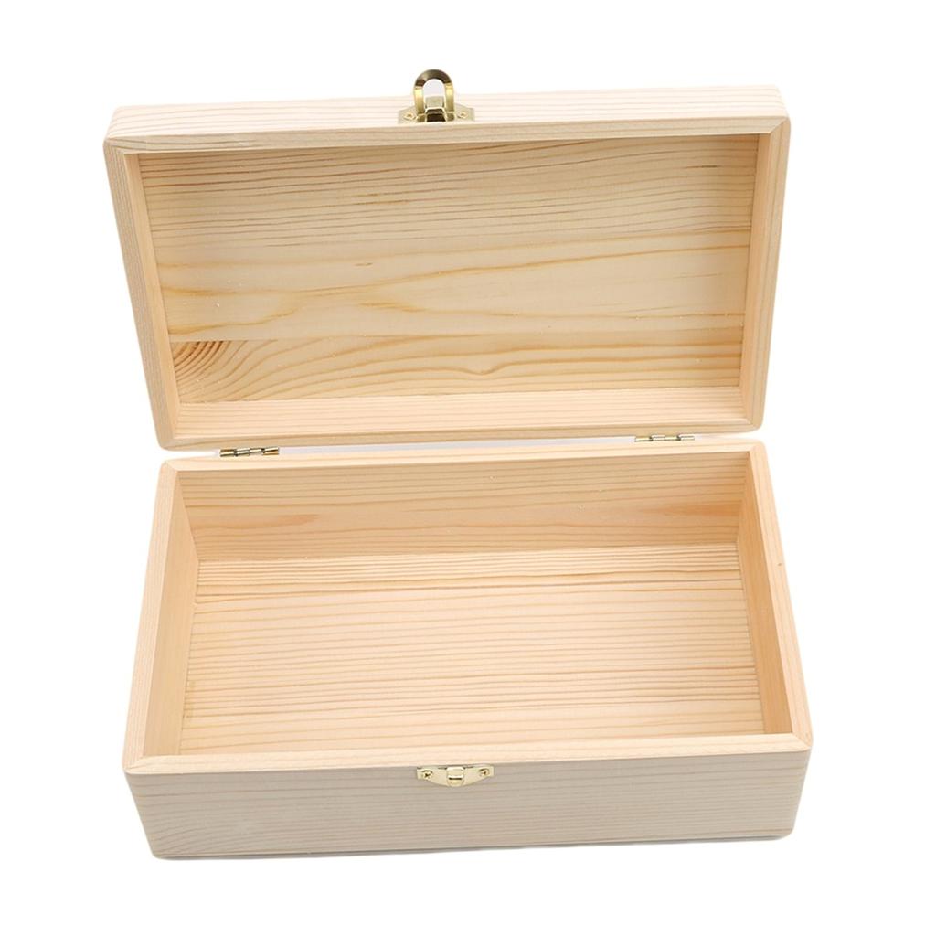 Home Storage Box Natural Wooden with Lid Golden Lock Postcard Organizer Handmade Craft Jewelry Case Wooden Box Casket