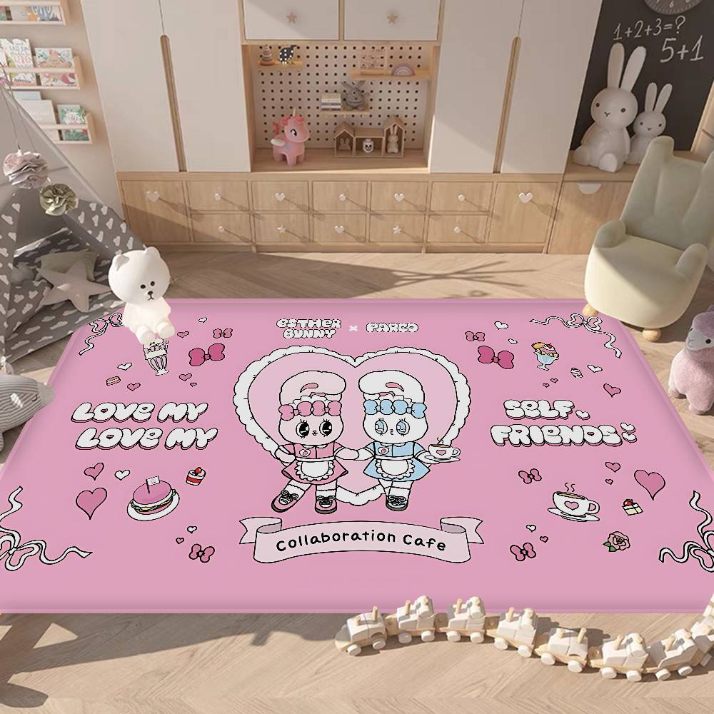 

E-Esther Bunny Cartoon Entrance Door Mat Nordic Style Home Doormat Bathroom-Toilet Mats Bedroom Hotel Decor Mat 40x60cm
