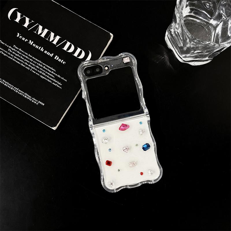 For Samsung Galaxy Z Flip 6 5 4 3 Case 3D Colorful Diamond Bracelet Wave Clear Shockproof Cover For Samsung Z Flip6 ZFlip6