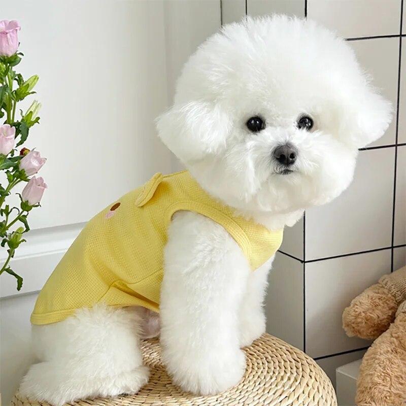 Spring and Summer Ins Puppy Clothes Animal Dog Vest Pet Cat Puppy Clothing Waffle Vest For Small Dog Teddy Traction Dog Costume