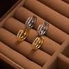 Hollow Diamond Double-Layer Earrings Women'S Niche Design Sense Exquisite Circle Ear Buckle Simple High-End Ear Jewelry