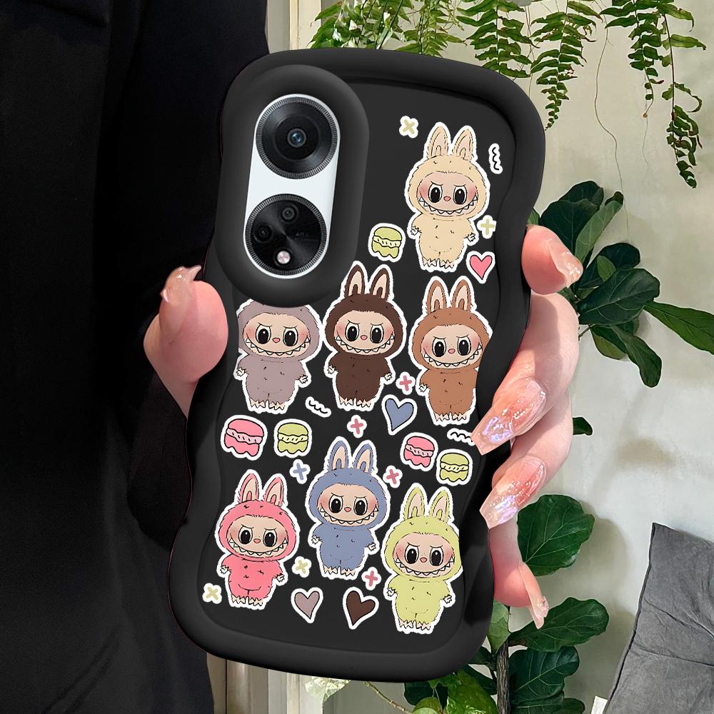 

Окрашенный узор Big Wave Edge Мягкий силиконовый материал Macaron чехол для телефона противоударный защитный резиновый чехол для OPPO Reno Realme OPPO A53 2020 чёрный