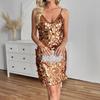 Summer women's clothing large sequin suspender dress wholesale sleeveless versatile hip wrap skirt