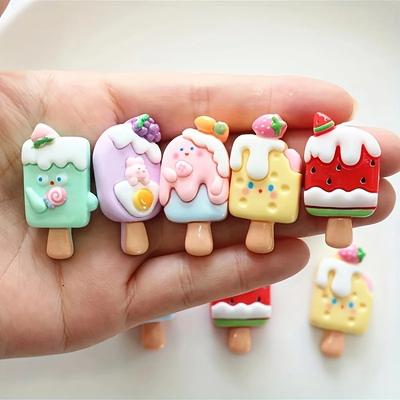 5 unidades Ímã de Geladeira Brilhante de Picolé de Frutas Fofas, Adesivos Magnéticos para Quadro Branco, Decore Geladeira, Quarto