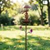 Bird Feeder with Solar Light Outdoor Decorative Garden Decor Wrought Iron Rabbit Holding Umbrella Anti-Rust Bird Feeder Stake for Yard Lawn Patio