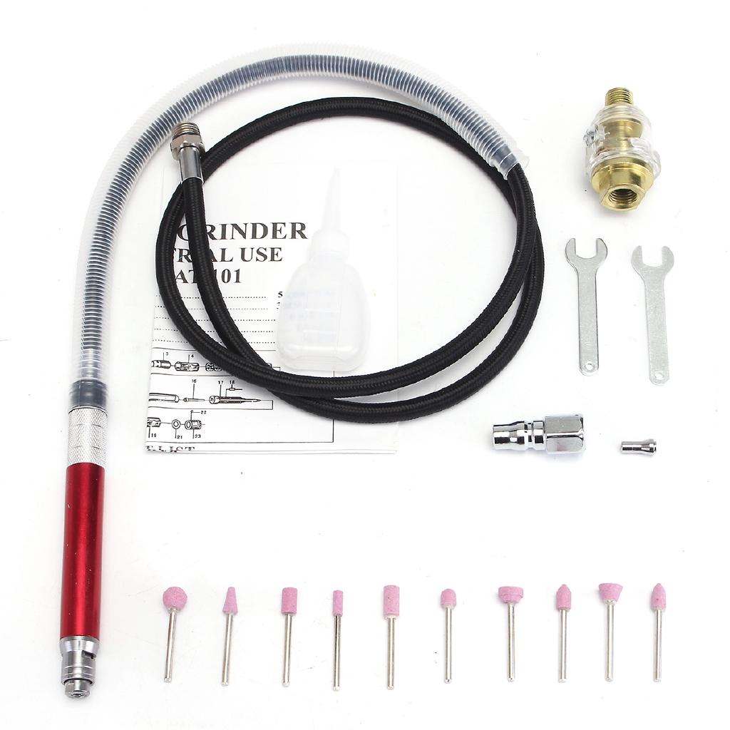 Mini 17Pcs Air Micro Die Grinder Kit Pencil Polishing Rotary Cutting Tools Set 90 PSI for Cleaning and Polishing Jewelry