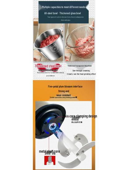 Stainless Steel Electric Meat Grinder: Multifunctional Mincer & Chopper for Meat, Garlic, and Vegetables