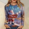 Women's Casual Fashion Sexy Comfortable Christmas Printed Round Neck Long Sleeve Top