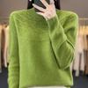 Seamless Knit Semi High Neck Women Long Sleeve Sweater Loose Fit Slimming Pullover Top