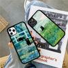 Cartoon Animal Black Cat Oil Painting Phone Case Silicone PC+TPU For For iPhone  11 12 13 14 15 16 Plus Pro Max Cover