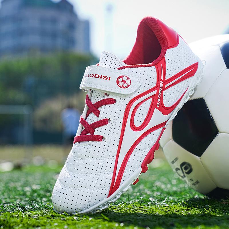 Mesh Velcro Children's Football Shoes Teen Students Breathable Broken Nails Middle and Older Children's Game Training Sneakers Men