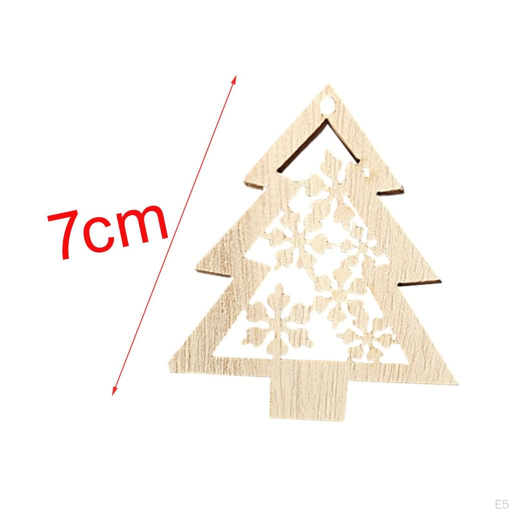 10 Pieces Unfinished Wooden Cutouts Christmas Tree Decoration Hanging Unpainted DIY