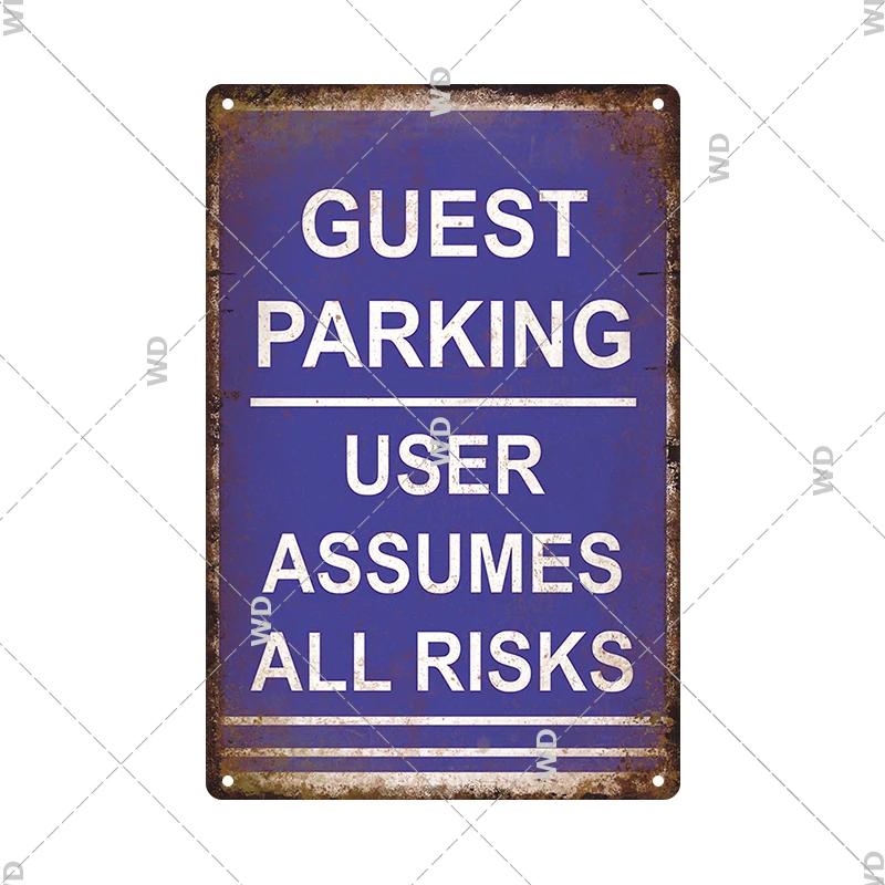 Tin Sign No Parking Slow Down Caution Warning Do Not Pass Metal Vintage Plaque Retro Metal Plate Traffic Yard Street Wall Decor
