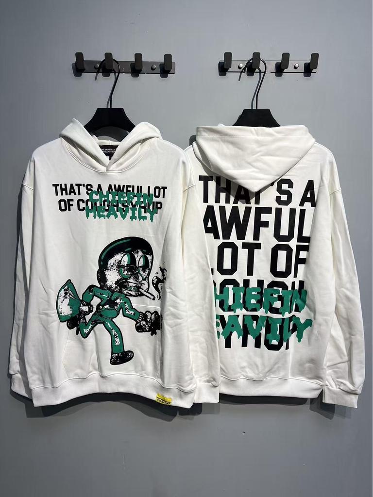 Módní americký styl Dlouhý rukáv Volná mikina pro muže a ženy - Vysoká gramáž Design s kašlovým sirupem