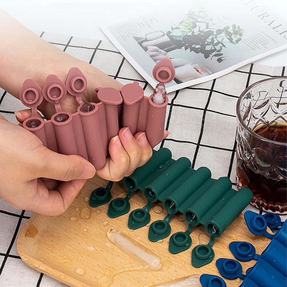 6-grids Ice Chilling Mould for Whiskey Cocktail Iced Beverage Drink Can Ice Cube Bar Mold with Lid Silicone Ice Cube Tray Molds