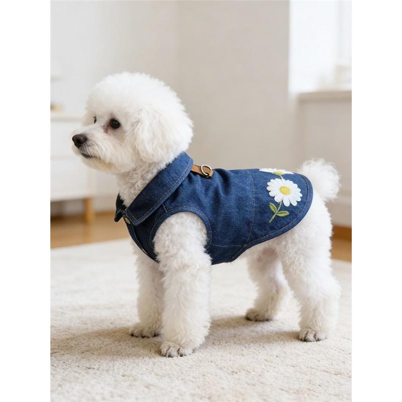 Pet Clothes Spring New Style Small Dogs Puppies Cats Comfortable Teddy Pomeranian Bichon Denim Shirt 26 Collar Denim