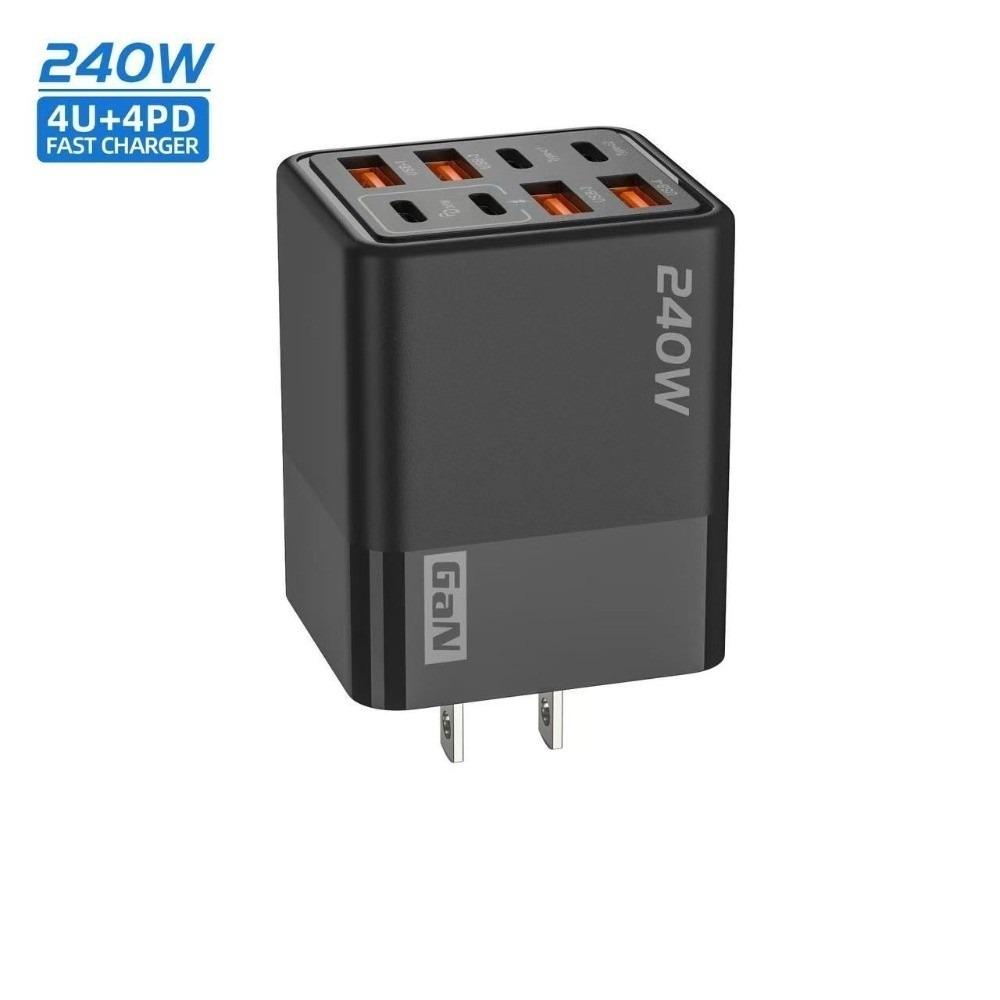 4USB+4PD 240W GaN Charger Plug 8 Ports USB C Charger for Huawei/Xiaomi/Samsung