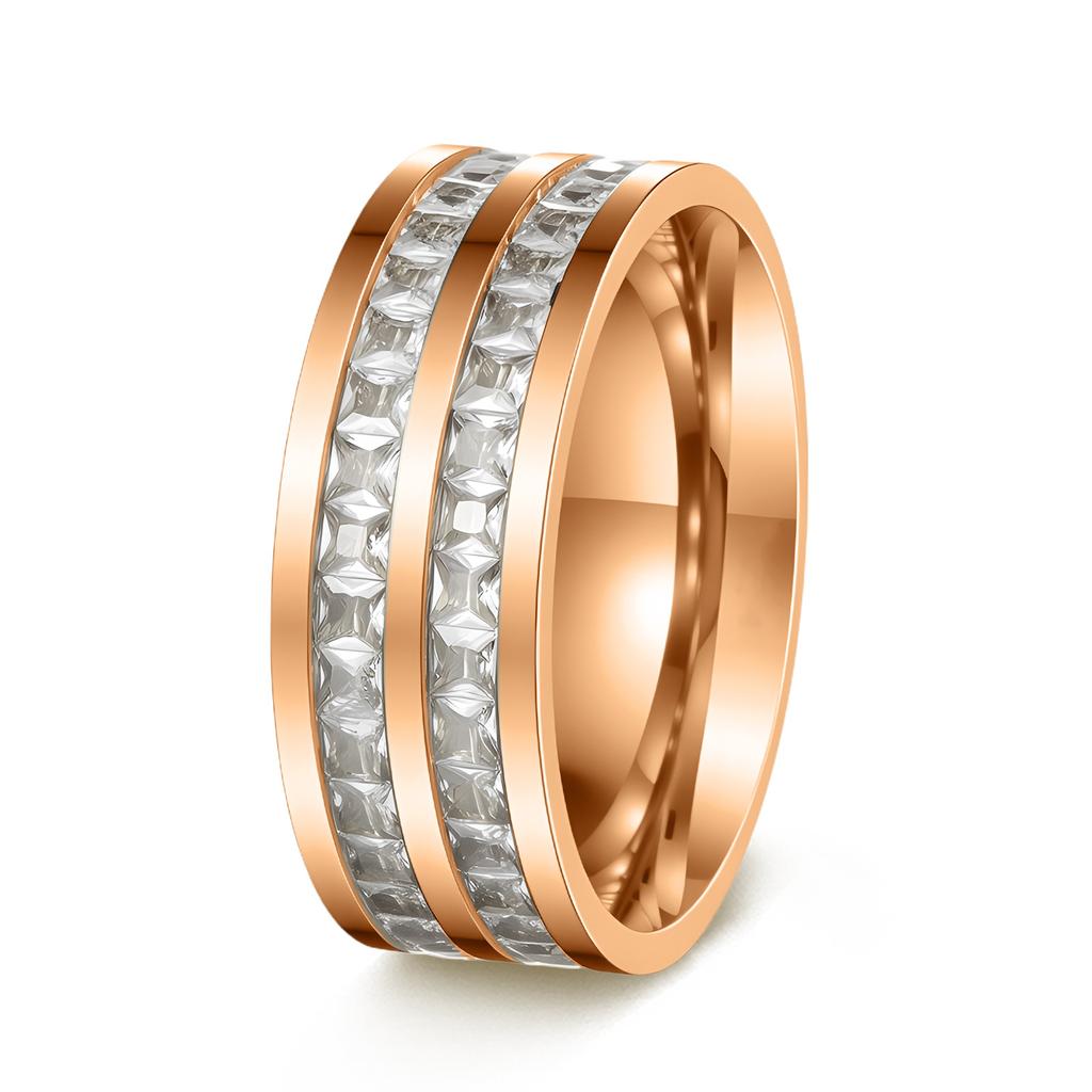 Small Square Zirconia Titanium Steel Baby's Breath Ring Popular Jewelry Fashion Ring