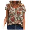 Fashion Spring  Butterfly Print Blouses Short Sleeved V-Neck T Shirts Casual