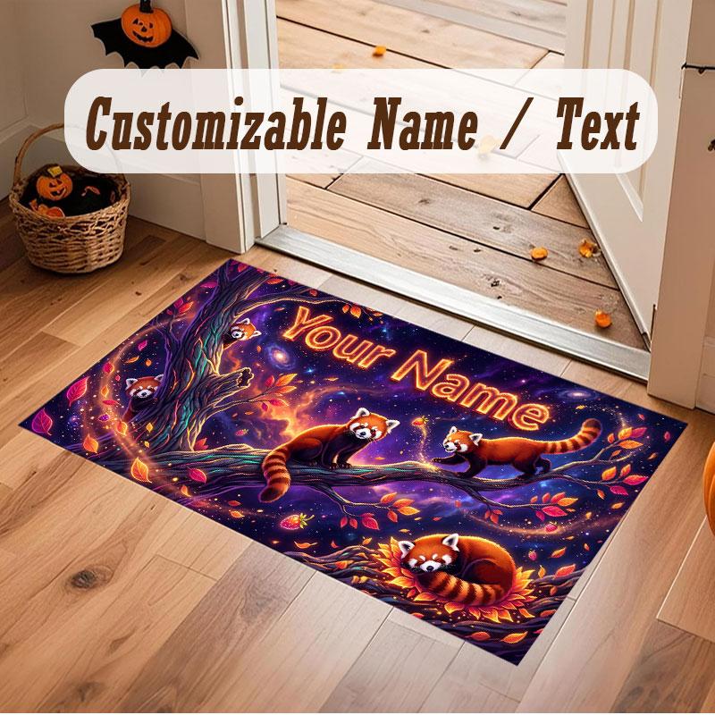 Animals Theme Crystal Velvet Floor Rug Personalized Custom Name Text Warm Carpet Home Decoration