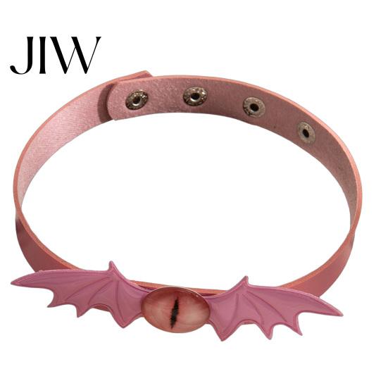 Protection Amulet Jewelry Gothic Bat Leather Choker Necklace, Devil Eyes Collar Necklace for Women Style Men, Adjustable Wing Clavicle Halloween Party