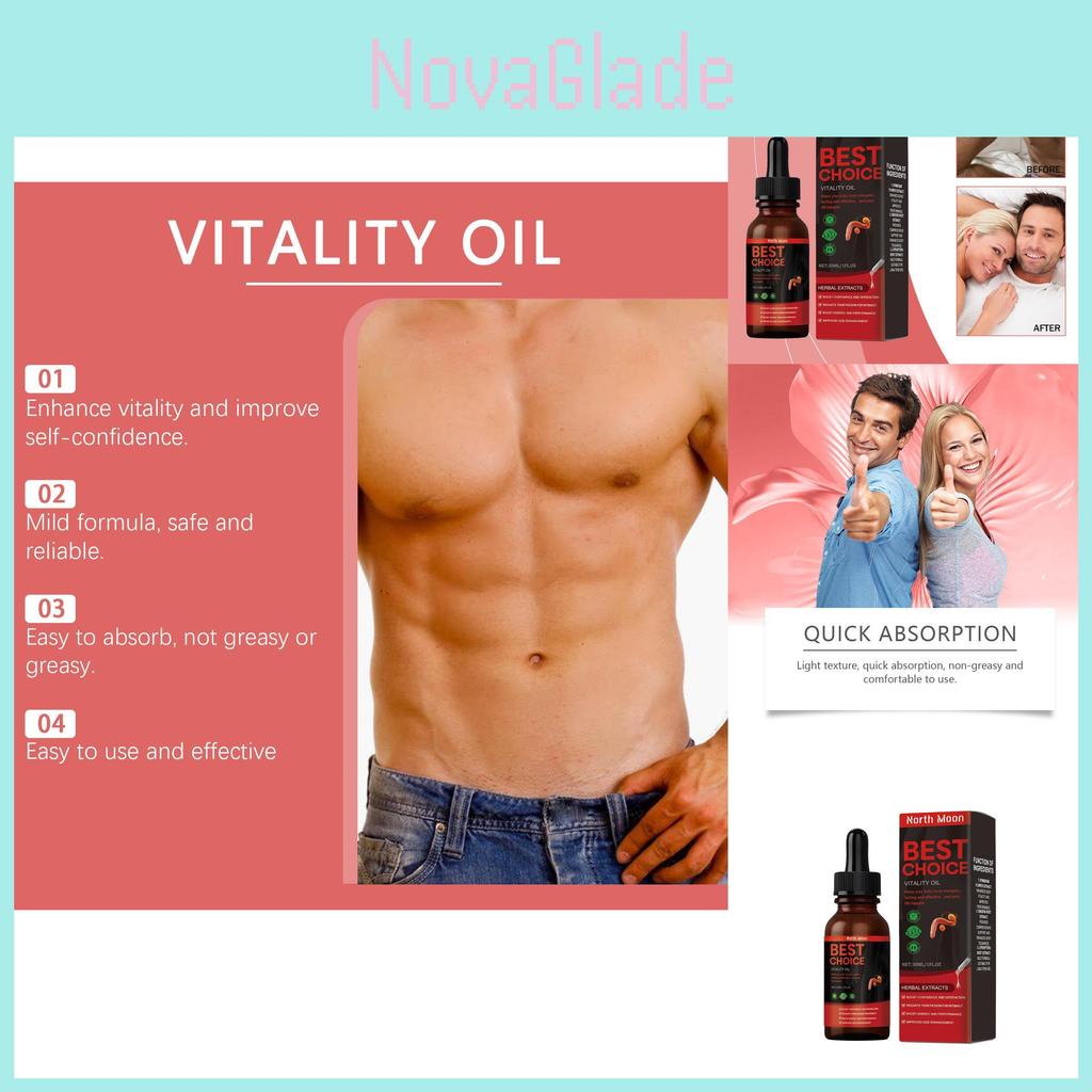 North Moon Men's Herbal Oil Energizing Vitality Massage Oil For Strong Body Care