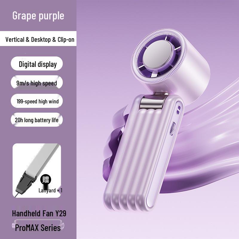 2026 High-Speed Handheld Fan with Digital Display, 199 Gears, Ice Pack Cooling, Turbine, Three-Fold Design & Lanyard.