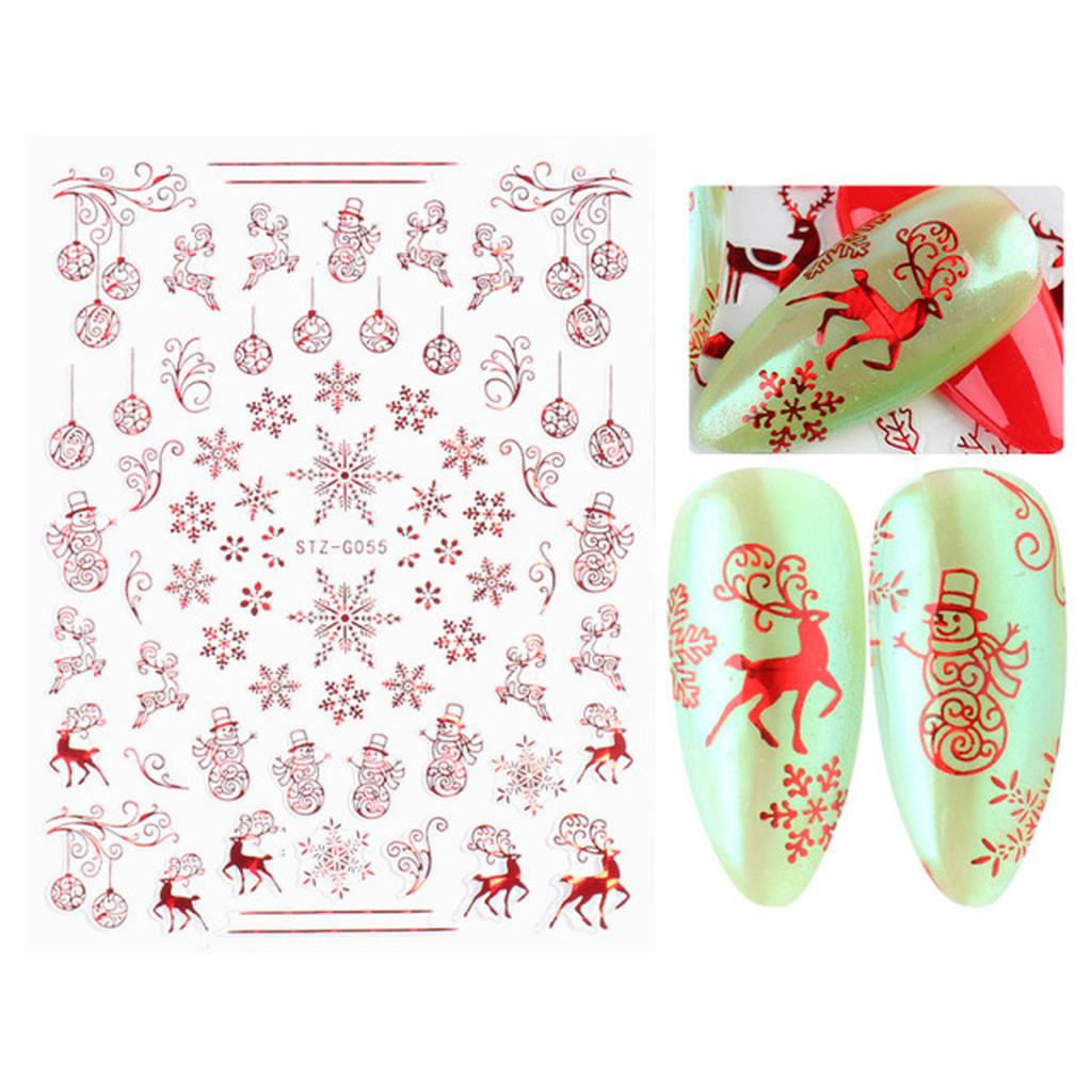 Nail Stickers Christmas Series Nails Red Elk Snowflake Tree 3D Nail Decals