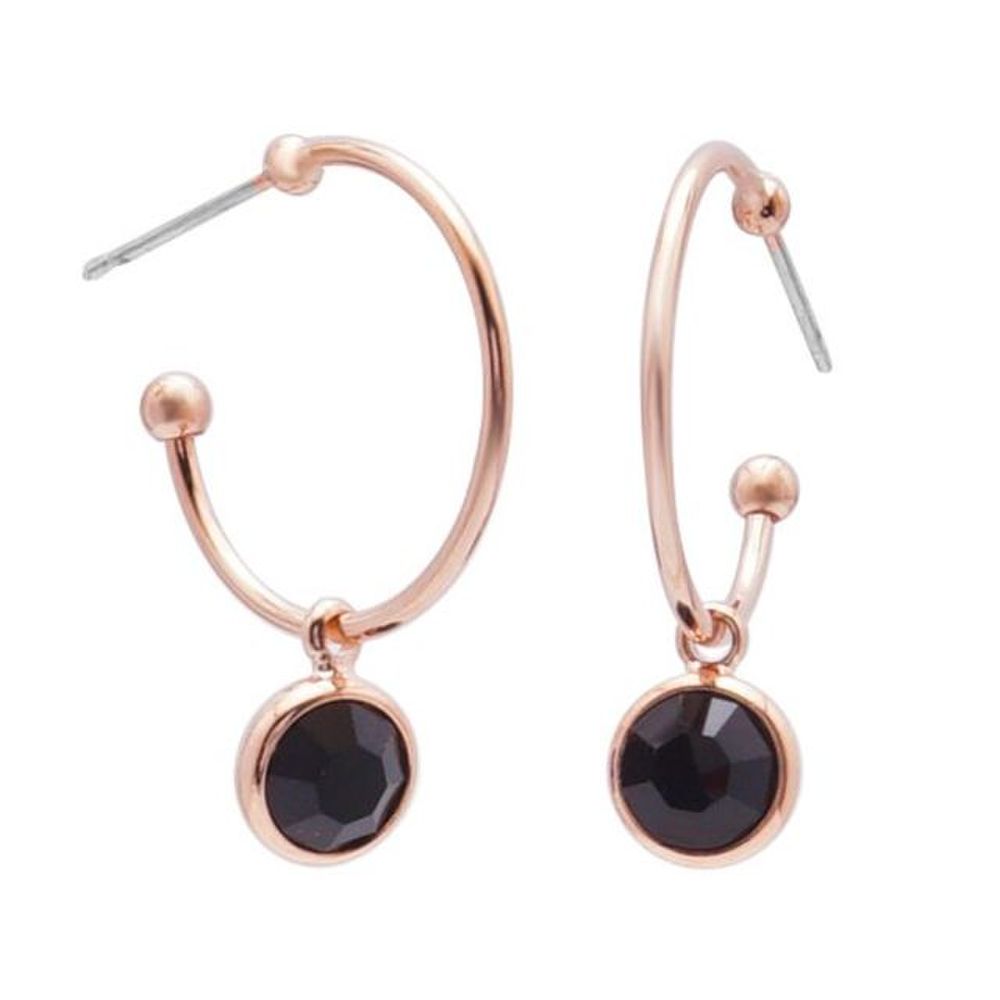 

E377 Austrian Crystal Rose Gold Earrings - Jet Black