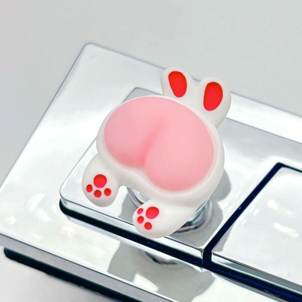 Animal Butt Toilet Press Nail Protector Water Tank Buttons Creative Toilet Button  Bathroom