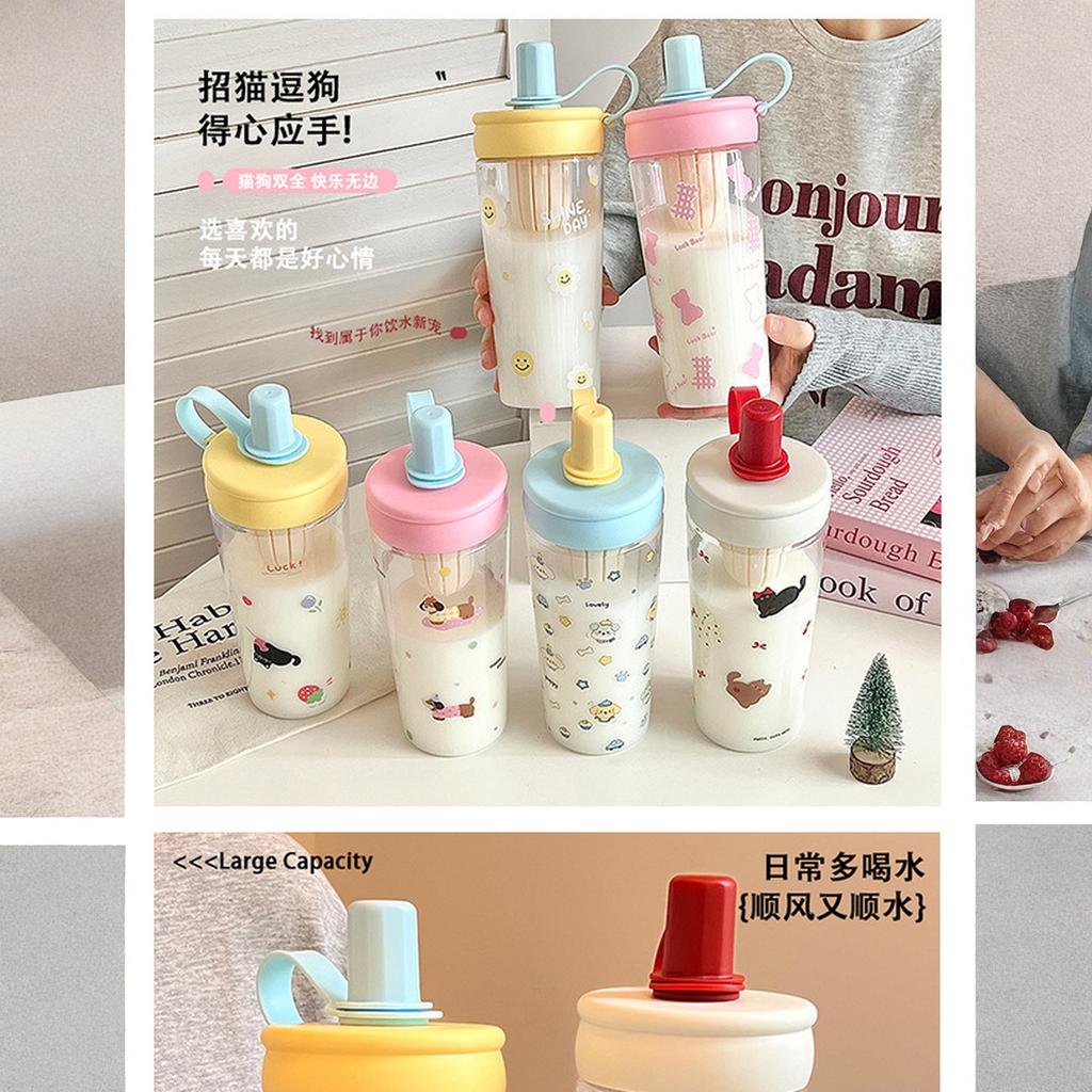22oz Cute Insulated Water Bottle with Multifunctional Lid