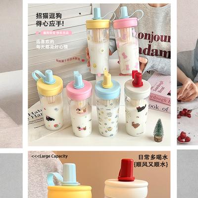 22oz Cute Insulated Water Bottle with Multifunctional Lid
