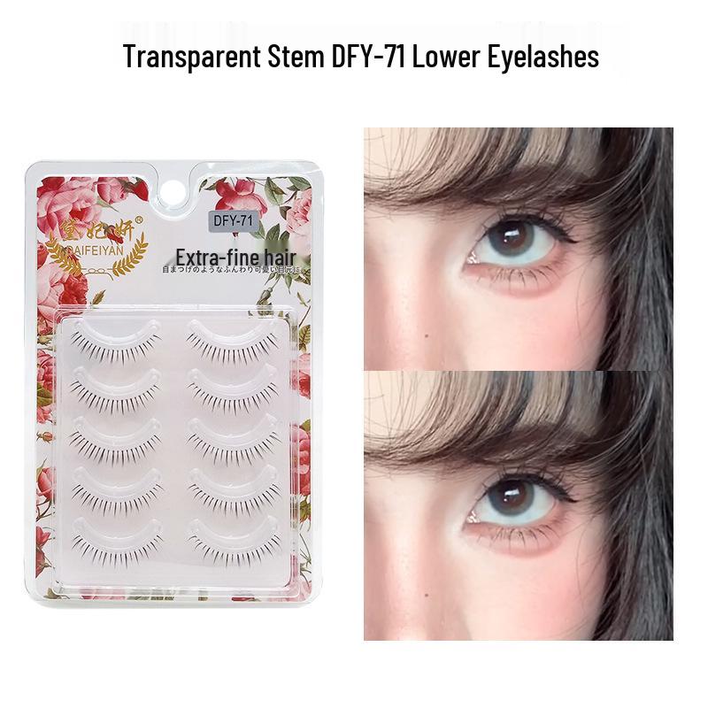 Five Pairs of Transparent Soft Stem Natural-Look Lower Eyelashes DFY-71.