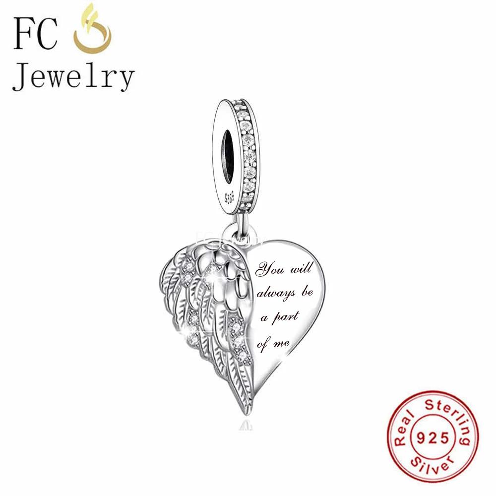 FC Jewelry Fit Original Charm Bracelet 925 Silver A Piece Of My Heart Has Wings is In Heaven Forever Bead For Making Berloque