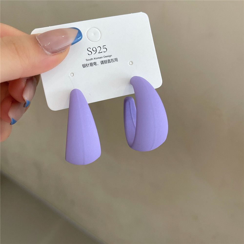 

Korean Style Candy Color Fresh Jewelry Gifts Geometric Hoop Eardrop C-shaped Earring Dangler фиолетовый