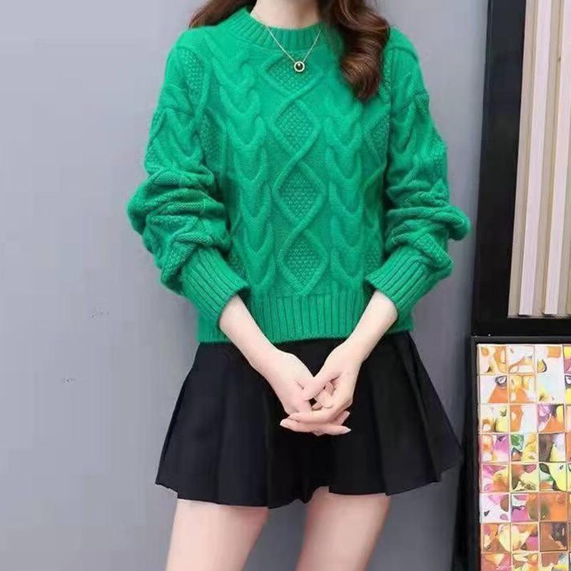 Thick Wool Twist Knitted Sweater Pullover Autumn and Winter Small Bottom Knitted Sweater Women