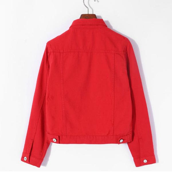 Dámské jarní a podzimní klopa jednobarevné ležérní denim knoflíčky sako velká velikost ležérní streetwear krátká bunda cardigan