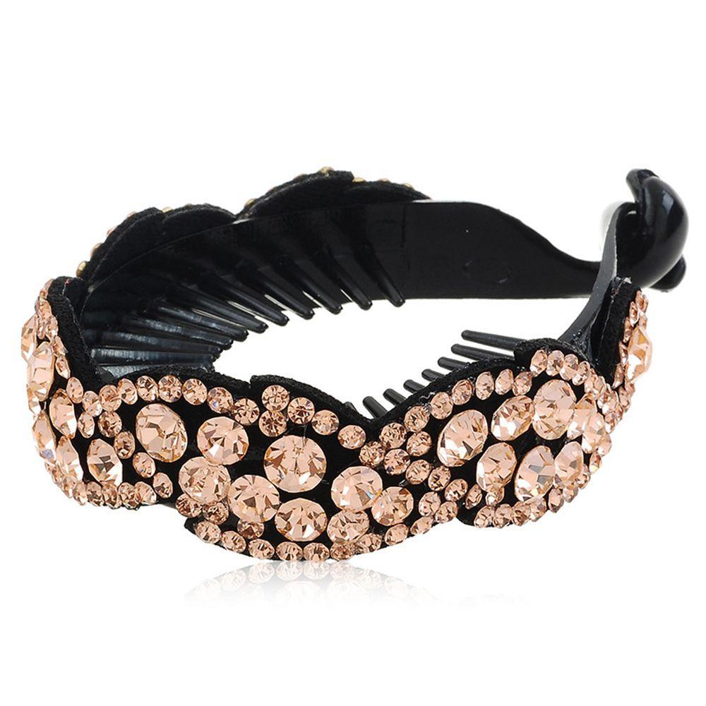 Barrettes Rhinestone Women Hair Claws Hairpin Leaves Shape Headwear