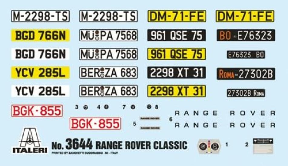 PLATZ Italeri Scale Range Rover Classic Plastic Model Kit with Japanese Instructions 1/24 (IT3644) (Automobile)