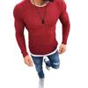 Fashion Men Round Neck Long Sleeve Patchwork Slim Knitted Sweater Pullover Top