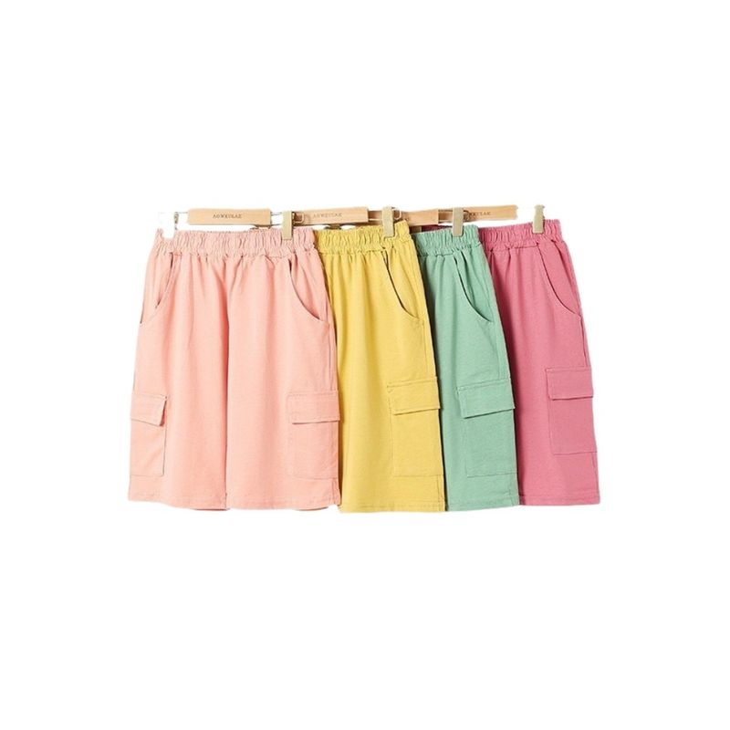 Summer Crawler K-style Kids Pure Color Sports Shorts Children's Quick-Drying Breathable Cargo Pants Girl Mid-Waist Pants