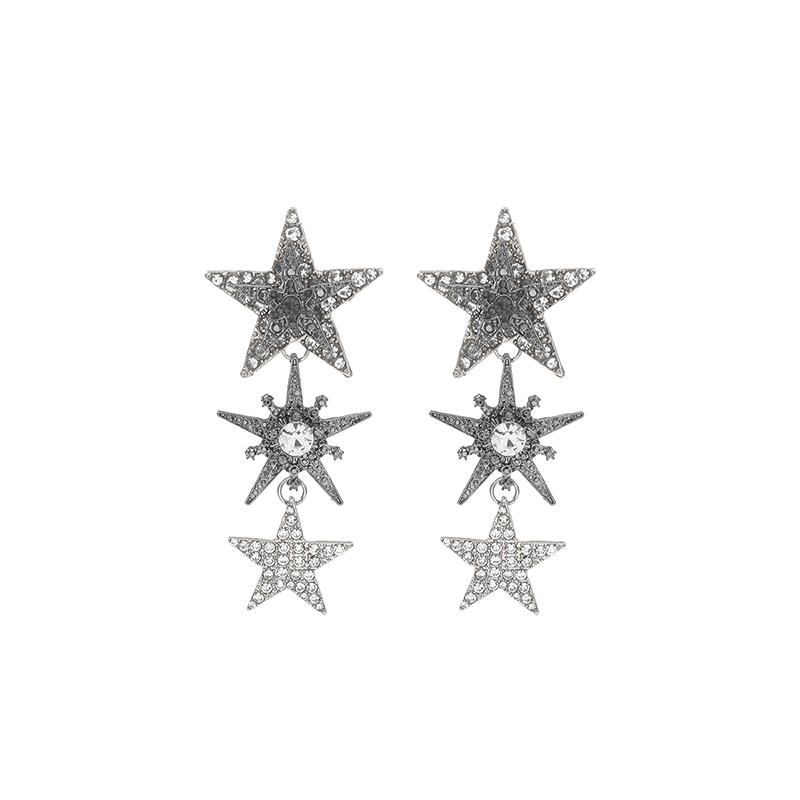 Sparkly Crystal Rhinestone Stars Drop Earrings For Women Fashion Holiday Party Jewelry Gifts