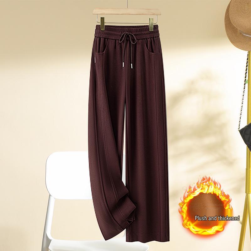 Women's Autumn/Winter 2024 Thick Elastic Waist Wide-Leg Pants