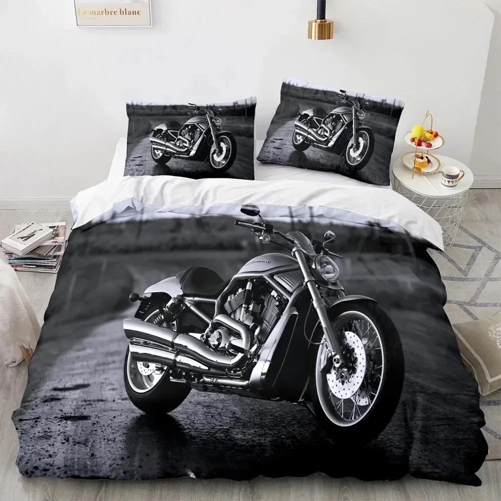Top 3D Print Motorcycle Bedding Set Boys Girls Twin Queen King Size Duvet Cover Pillowcase Bed For boys Adult Home Textileextile